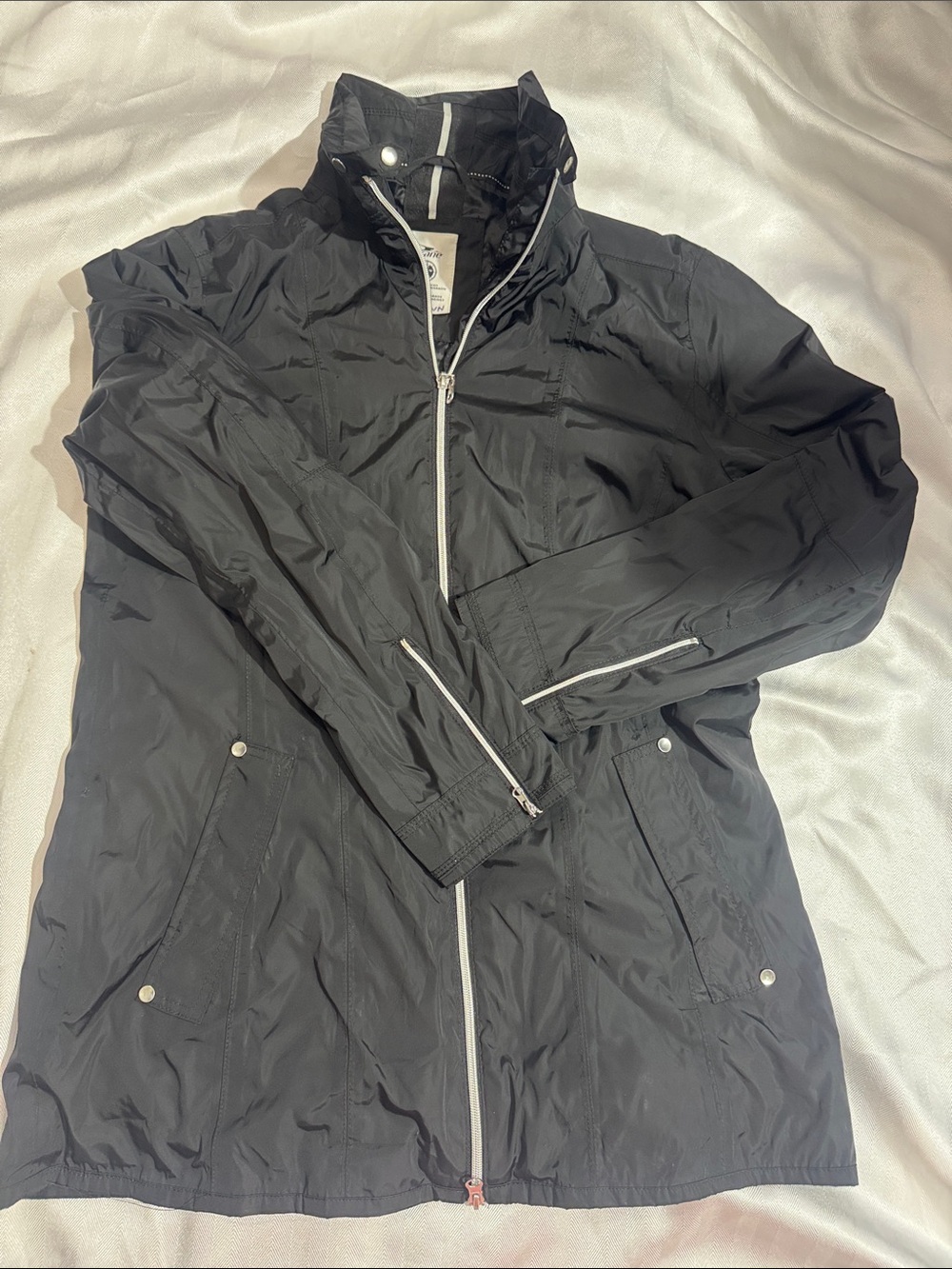 Men's Black Waterproof Raincoat with Contrast Zip